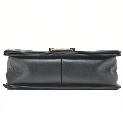 CHANEL Lambskin Boy Chanel V-Stitch Chain Shoulder Black Silver-Tone Hardware, Pre-Owned