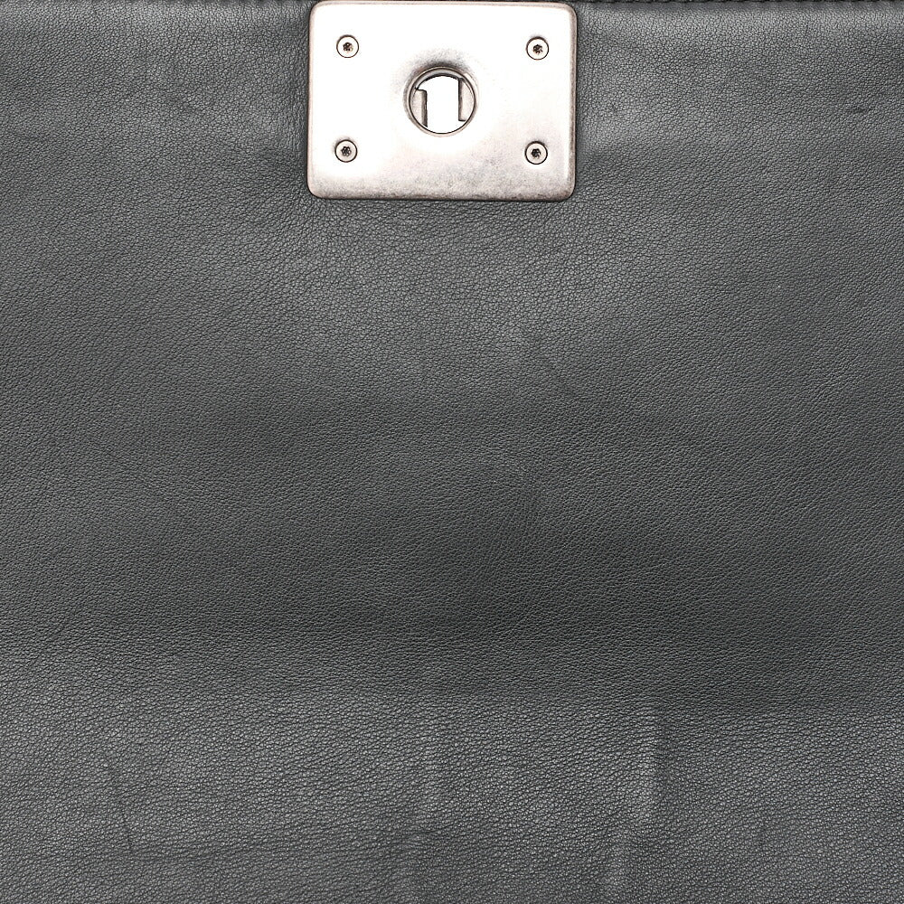 CHANEL Lambskin Boy Chanel V-Stitch Chain Shoulder Black Silver-Tone Hardware, Pre-Owned