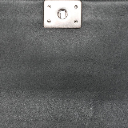 CHANEL Lambskin Boy Chanel V-Stitch Chain Shoulder Black Silver-Tone Hardware, Pre-Owned