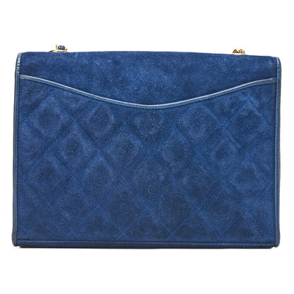 CHANEL Suede Matlasse Upper Coco Mark Chain Shoulder Blue Gold-Tone Hardware, Pre-Owned