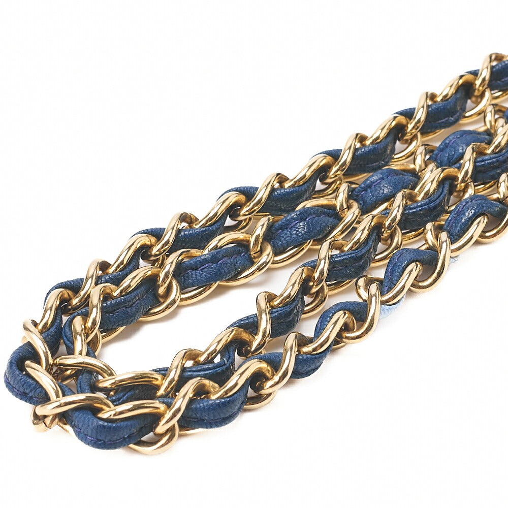 CHANEL Suede Matlasse Upper Coco Mark Chain Shoulder Blue Gold-Tone Hardware, Pre-Owned