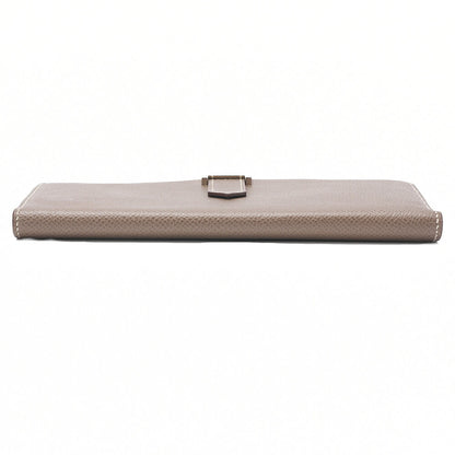 HERMES Bearn Soufflet Epsom 2-Fold Long Wallet Etoup Silver-Tone Hardware, Pre-Owned