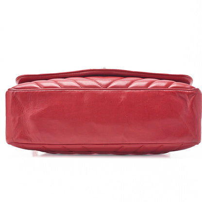 CHANEL V-Stitch Chevron Lion Lock Chain Shoulder Lambskin Red Silver-Tone Hardware, Pre-Owned