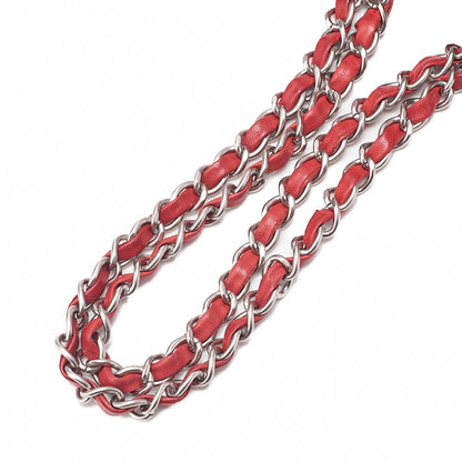 CHANEL V-Stitch Chevron Lion Lock Chain Shoulder Lambskin Red Silver-Tone Hardware, Pre-Owned