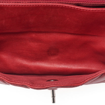 CHANEL V-Stitch Chevron Lion Lock Chain Shoulder Lambskin Red Silver-Tone Hardware, Pre-Owned