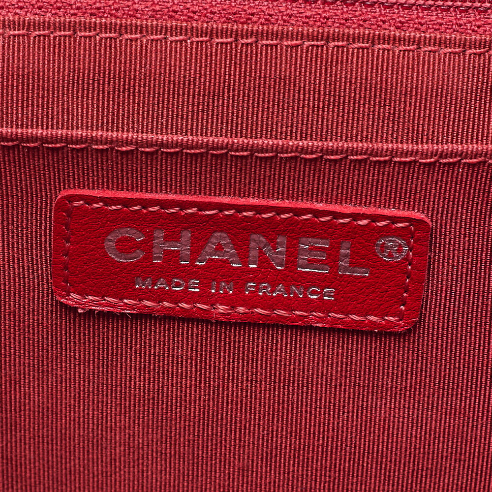 CHANEL V-Stitch Chevron Lion Lock Chain Shoulder Lambskin Red Silver-Tone Hardware, Pre-Owned