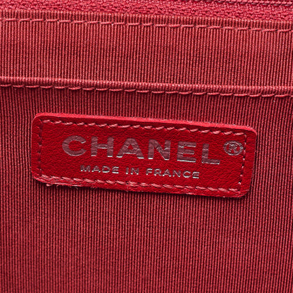 CHANEL V-Stitch Chevron Lion Lock Chain Shoulder Lambskin Red Silver-Tone Hardware, Pre-Owned