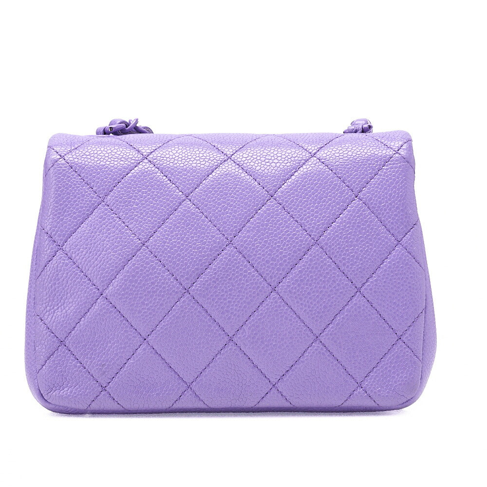 CHANEL Mini Matlasse 18 Chain Shoulder Caviar Skin Purple Silver-Tone Hardware, Pre-Owned