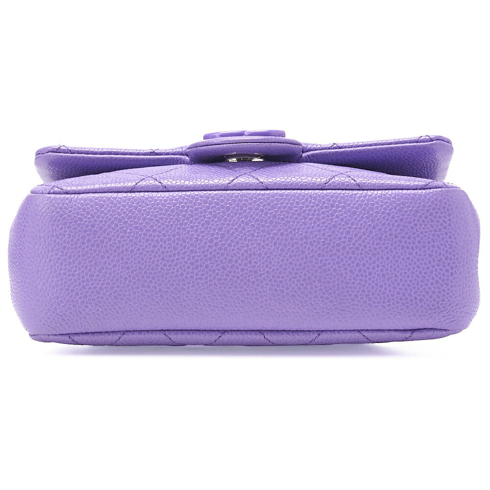 CHANEL Mini Matlasse 18 Chain Shoulder Caviar Skin Purple Silver-Tone Hardware, Pre-Owned