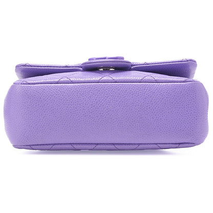 CHANEL Mini Matlasse 18 Chain Shoulder Caviar Skin Purple Silver-Tone Hardware, Pre-Owned