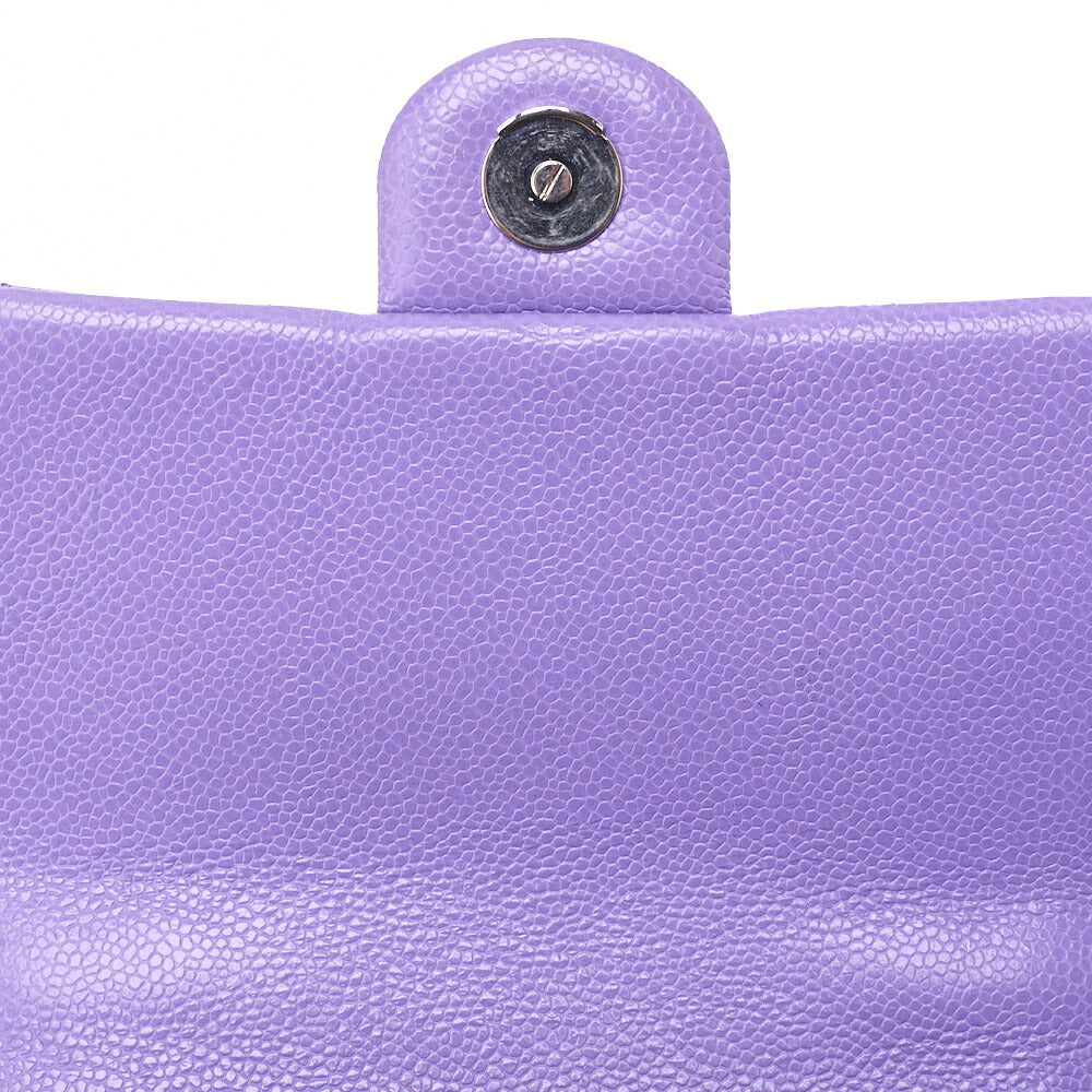 CHANEL Mini Matlasse 18 Chain Shoulder Caviar Skin Purple Silver-Tone Hardware, Pre-Owned