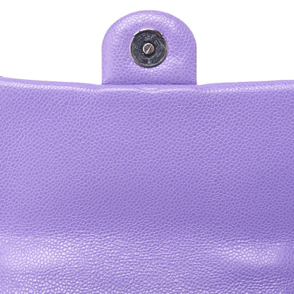 CHANEL Mini Matlasse 18 Chain Shoulder Caviar Skin Purple Silver-Tone Hardware, Pre-Owned