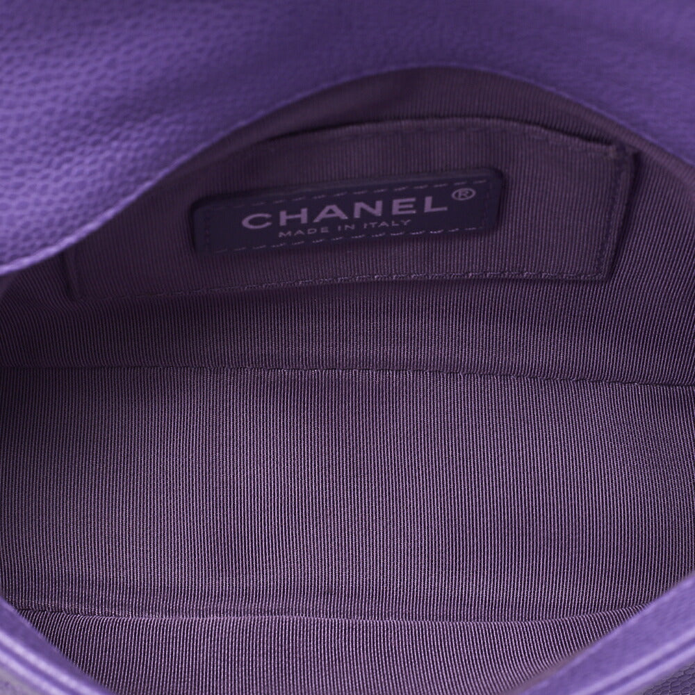 CHANEL Mini Matlasse 18 Chain Shoulder Caviar Skin Purple Silver-Tone Hardware, Pre-Owned