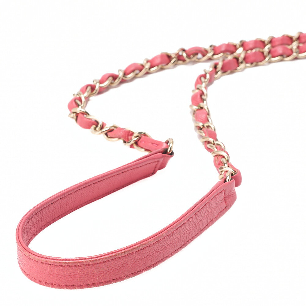 シャネル フェニティ ターンロック 2way チェーンショルダーバッグ キャビアスキン ピンク ゴールド金具 中古