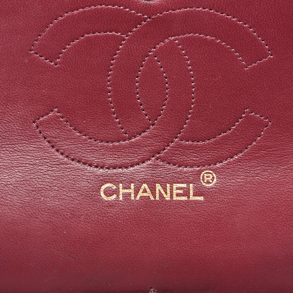 CHANEL Lambskin Matelasse Straight Flap Tanlock Double Flap Chain Shoulder Bag Black Gold-Tone Hardware, Pre-Owned