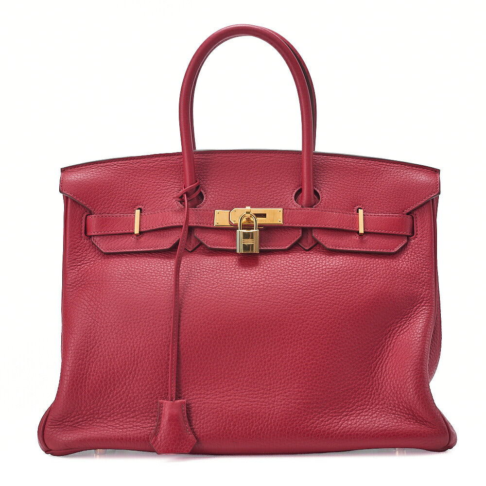 HERMES バーキン35 トリヨンクレマンス ハンドバッグ ルージュランセ ゴールド金具 中古