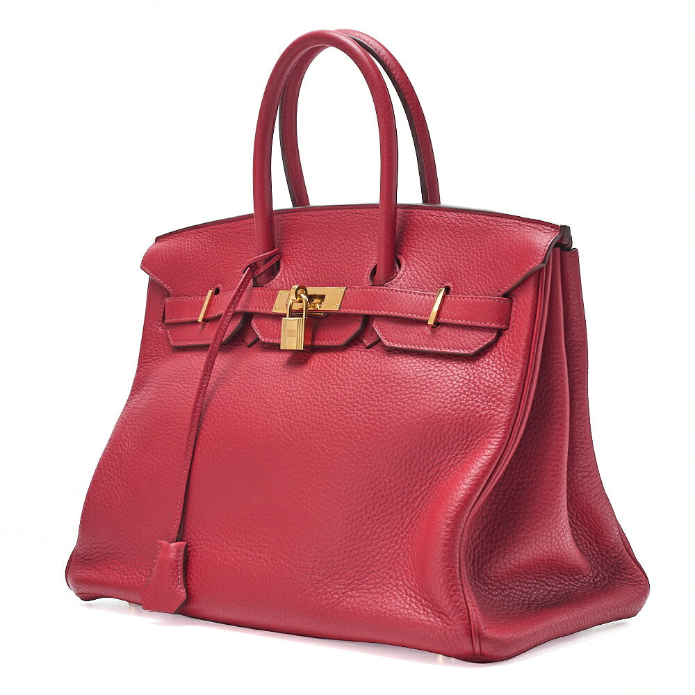 HERMES バーキン35 トリヨンクレマンス ハンドバッグ ルージュランセ ゴールド金具 中古