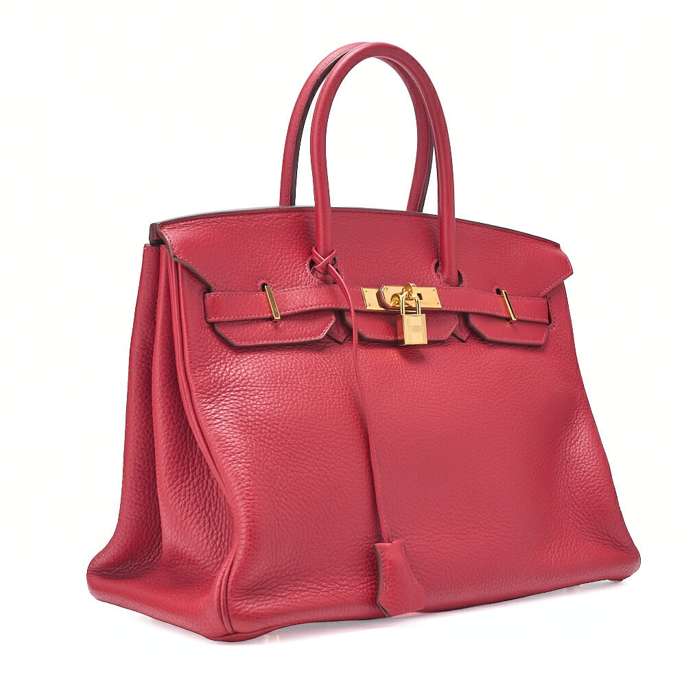 HERMES バーキン35 トリヨンクレマンス ハンドバッグ ルージュランセ ゴールド金具 中古