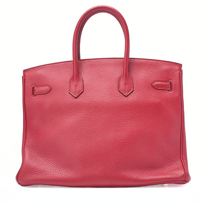 HERMES バーキン35 トリヨンクレマンス ハンドバッグ ルージュランセ ゴールド金具 中古
