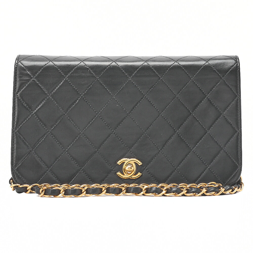 CHANEL Matelasse Turnlock Full Flap Chain Shoulder Lambskin Black Gold-Tone Hardware, Pre-Owned