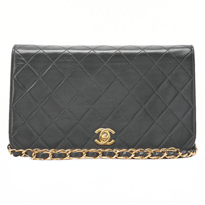 CHANEL Matelasse Turnlock Full Flap Chain Shoulder Lambskin Black Gold-Tone Hardware, Pre-Owned