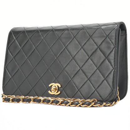 CHANEL Matelasse Turnlock Full Flap Chain Shoulder Lambskin Black Gold-Tone Hardware, Pre-Owned