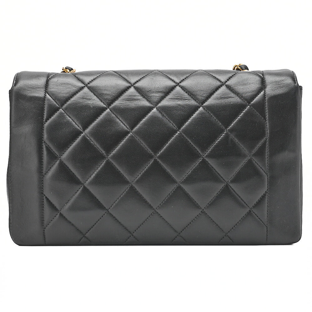 CHANEL Matelasse Diana Flap 25cm Chain Shoulder Lambskin Black Gold-Tone Hardware, Pre-Owned