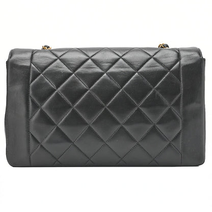 CHANEL Matelasse Diana Flap 25cm Chain Shoulder Lambskin Black Gold-Tone Hardware, Pre-Owned