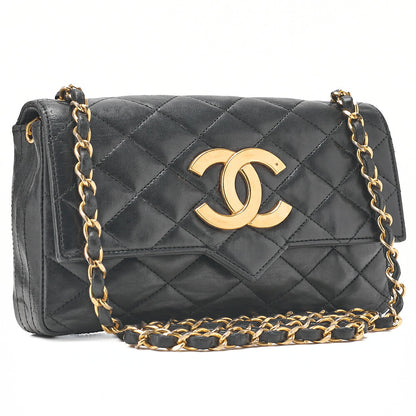 CHANEL Mini Matelasse Big Coco Single Push Lock Chain Shoulder Lambskin Black Gold-Tone Hardware, Pre-Owned