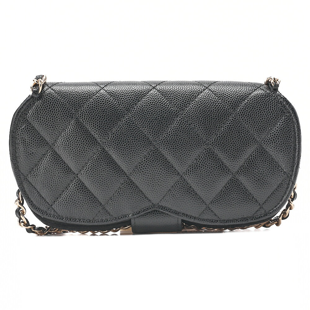 CHANEL Mini Matelasse Luxury Chain Shoulder Caviar Skin Black Gold-Tone Hardware, Pre-Owned