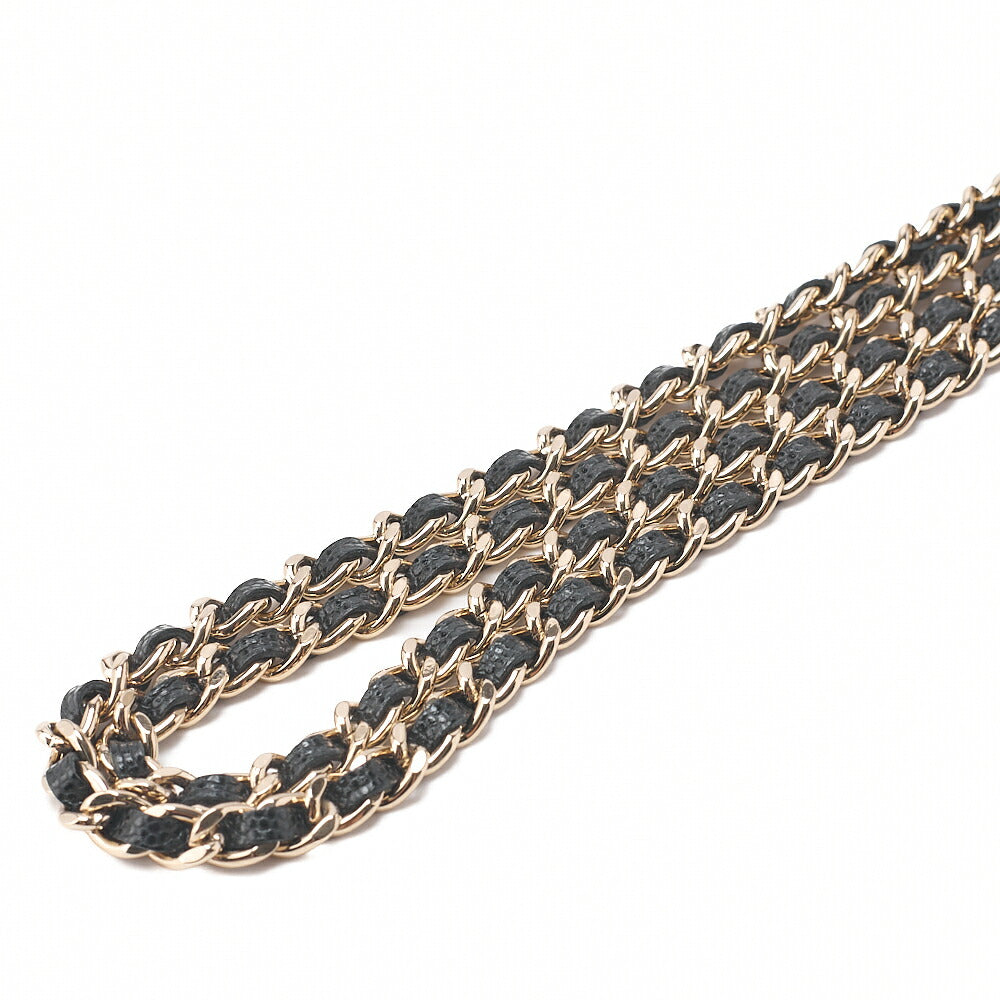 CHANEL Mini Matelasse Luxury Chain Shoulder Caviar Skin Black Gold-Tone Hardware, Pre-Owned