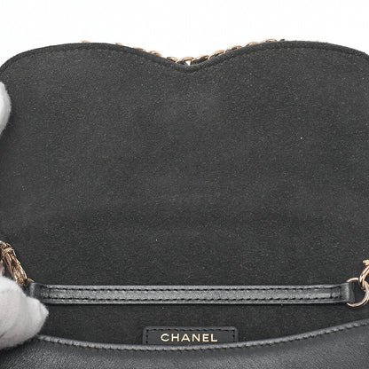 CHANEL Mini Matelasse Luxury Chain Shoulder Caviar Skin Black Gold-Tone Hardware, Pre-Owned