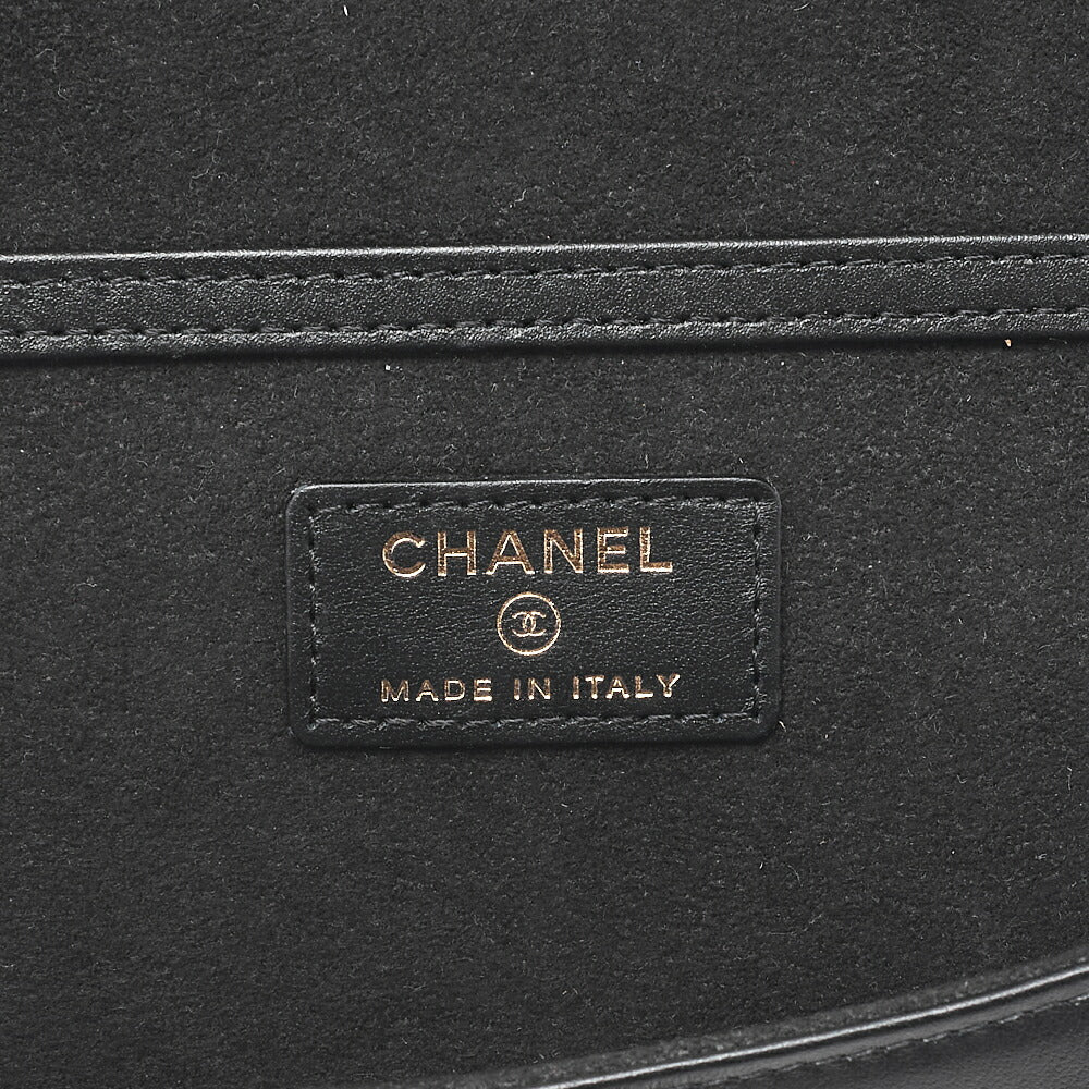 CHANEL Mini Matelasse Luxury Chain Shoulder Caviar Skin Black Gold-Tone Hardware, Pre-Owned