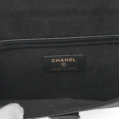 CHANEL Mini Matelasse Luxury Chain Shoulder Caviar Skin Black Gold-Tone Hardware, Pre-Owned