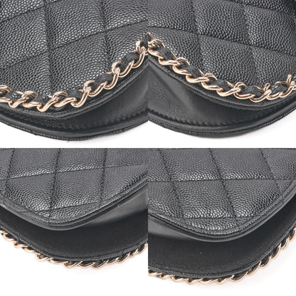 CHANEL Mini Matelasse Luxury Chain Shoulder Caviar Skin Black Gold-Tone Hardware, Pre-Owned