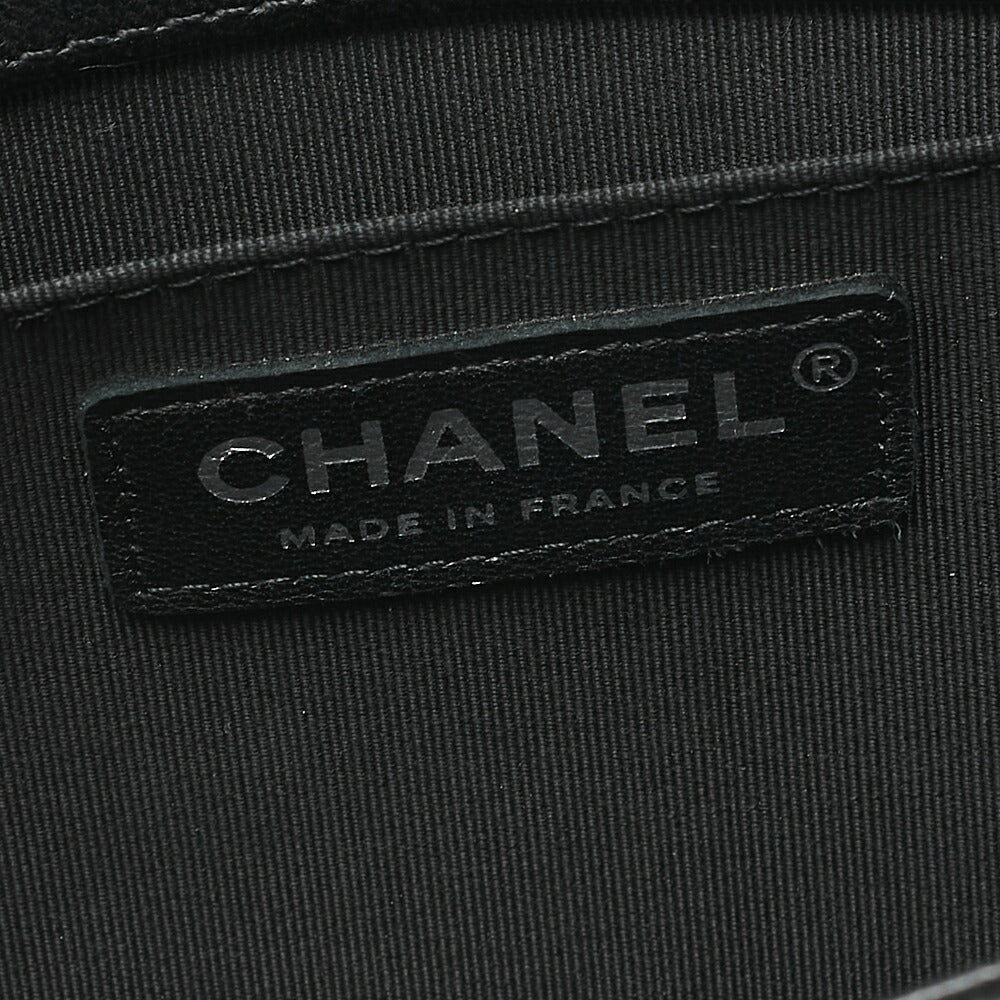 CHANEL Lambskin Boy Chanel V-Stitch Chain Shoulder Black Silver-Tone Hardware, Pre-Owned