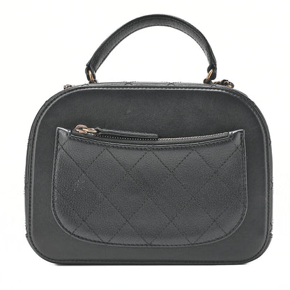 シャネル ショルダーバッグ ココマーク バニティ 2way ラムスキン ブラック ゴールド金具, 中古品