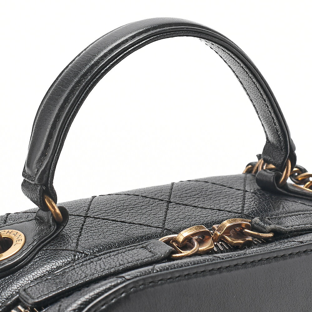 シャネル ショルダーバッグ ココマーク バニティ 2way ラムスキン ブラック ゴールド金具, 中古品