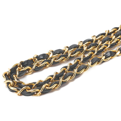 CHANEL Lambskin Matelasse Half Moon Push Lock Round Chain Shoulder Black Gold-Tone Hardware, Pre-Owned
