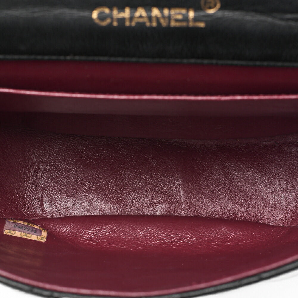 CHANEL Lambskin Matelasse Half Moon Push Lock Round Chain Shoulder Black Gold-Tone Hardware, Pre-Owned