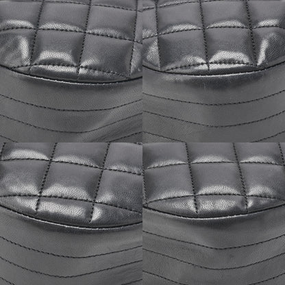 CHANEL Lambskin Matelasse Half Moon Push Lock Round Chain Shoulder Black Gold-Tone Hardware, Pre-Owned