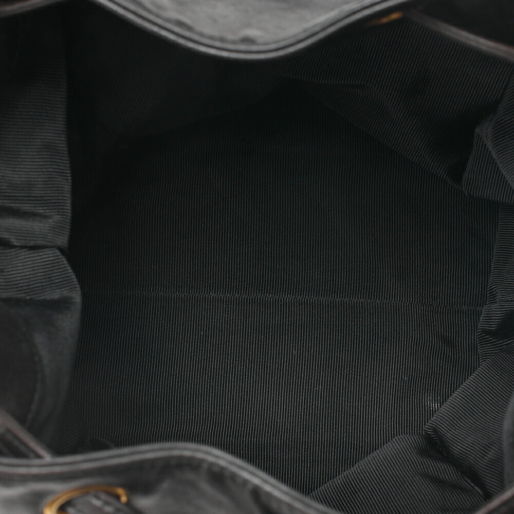 CHANEL Lambskin Big Coco Mark Drawstring Bag Chain Backpack Black Gold-Tone Hardware, Pre-Owned
