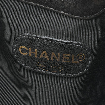 CHANEL Lambskin Big Coco Mark Drawstring Bag Chain Backpack Black Gold-Tone Hardware, Pre-Owned