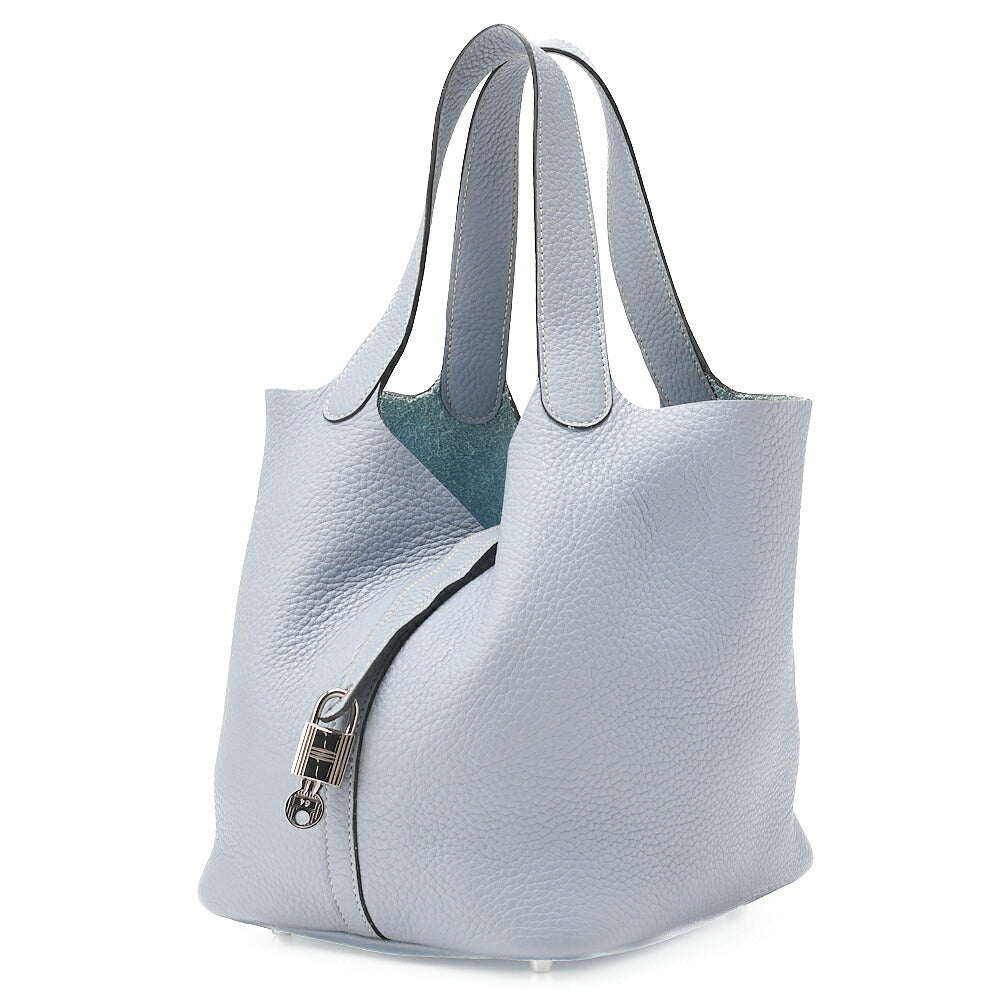 HERMES ピコタンロック MM トリヨンクレマンス ブルーペール シルバー金具、中古品