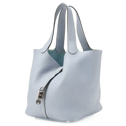 HERMES ピコタンロック MM トリヨンクレマンス ブルーペール シルバー金具、中古品
