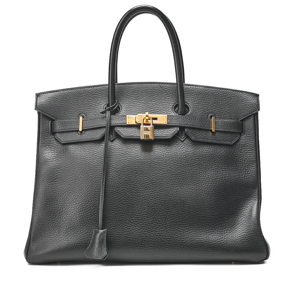 HERMES バーキン35 トリオンハンドバッグ ブラック ゴールド金具、中古