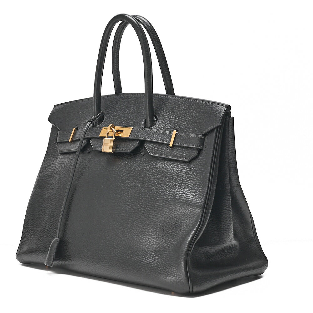 HERMES バーキン35 トリオンハンドバッグ ブラック ゴールド金具、中古