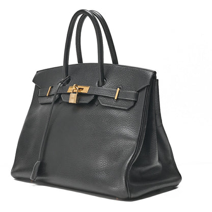 HERMES バーキン35 トリオンハンドバッグ ブラック ゴールド金具、中古