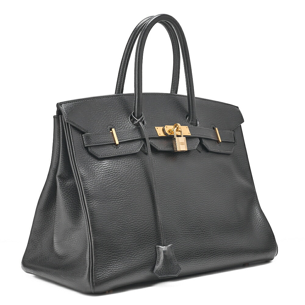 HERMES バーキン35 トリオンハンドバッグ ブラック ゴールド金具、中古