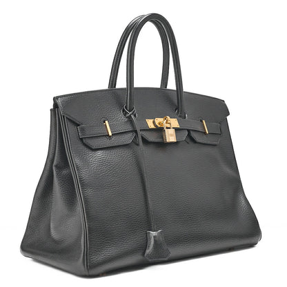 HERMES バーキン35 トリオンハンドバッグ ブラック ゴールド金具、中古